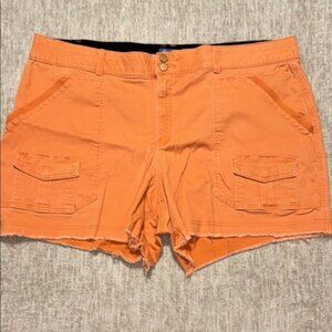 24W Democracy "Ab"solution orange cut off shorts plus size